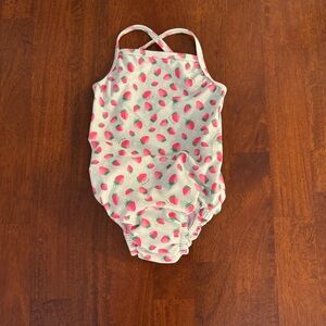 2/$15 Strawberry Print Swim One Piece with built in swim diaper